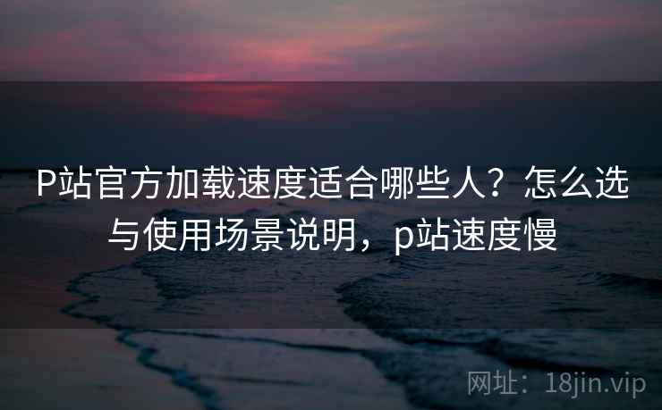 P站官方加载速度适合哪些人？怎么选与使用场景说明，p站速度慢
