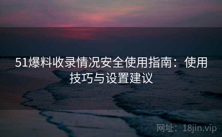 51爆料收录情况安全使用指南：使用技巧与设置建议