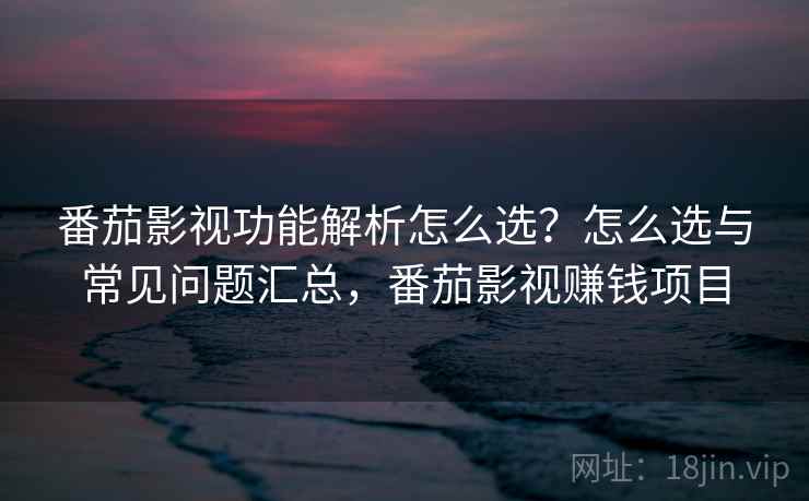 番茄影视功能解析怎么选？怎么选与常见问题汇总，番茄影视赚钱项目